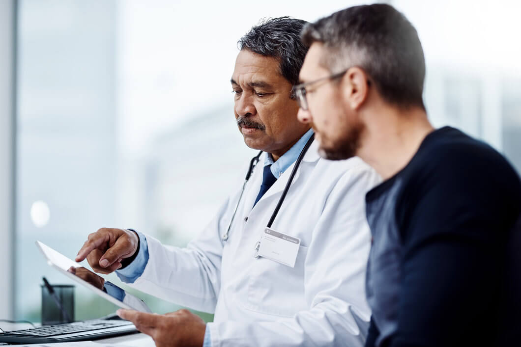 consultants show patients results 